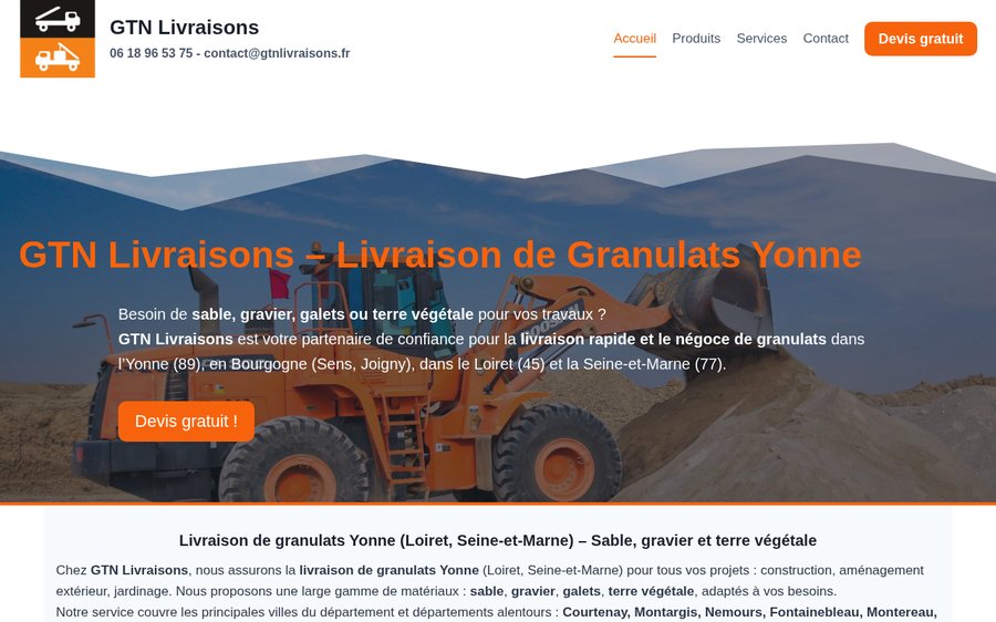 Aperçu du site GTN Livraisons